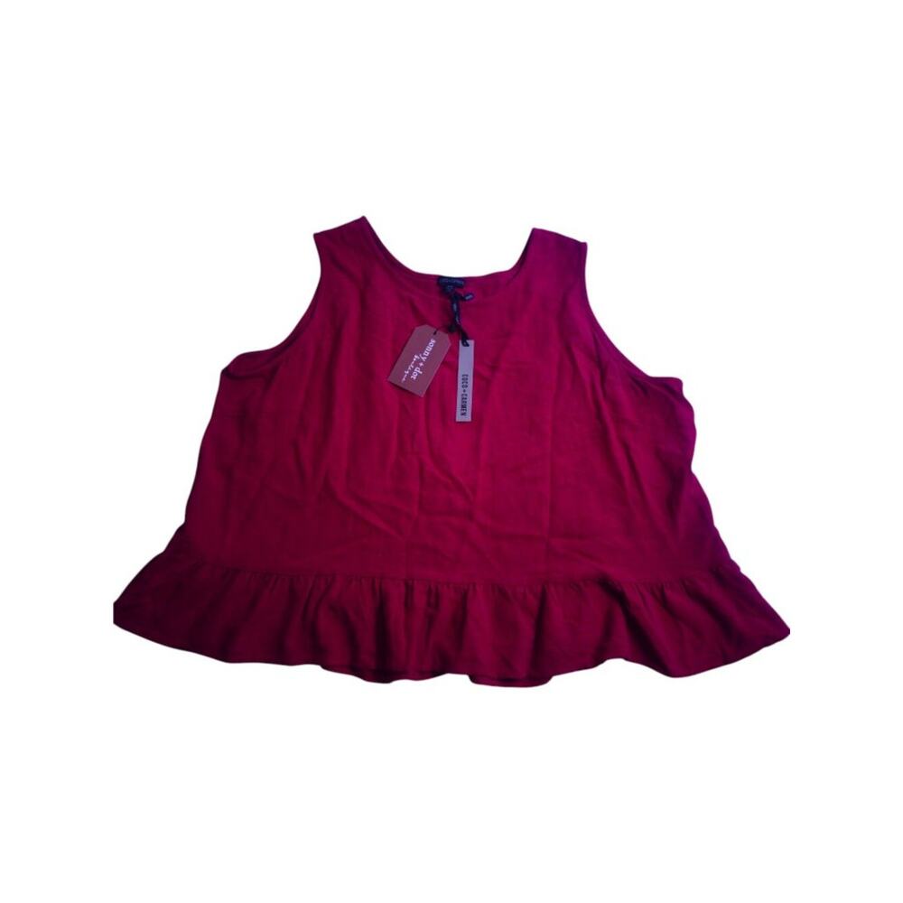 Coco + Carmen Hot Pick Magenta Ruffle Hem Sleeveless Top XXL NWT - Picture 3 of 11